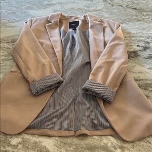 Forever 21 Beige Blazer with Striped Detail